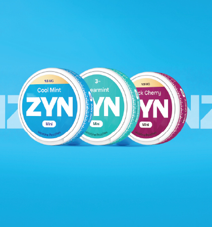A range of ZYN nicotine pouches cans in different flavors